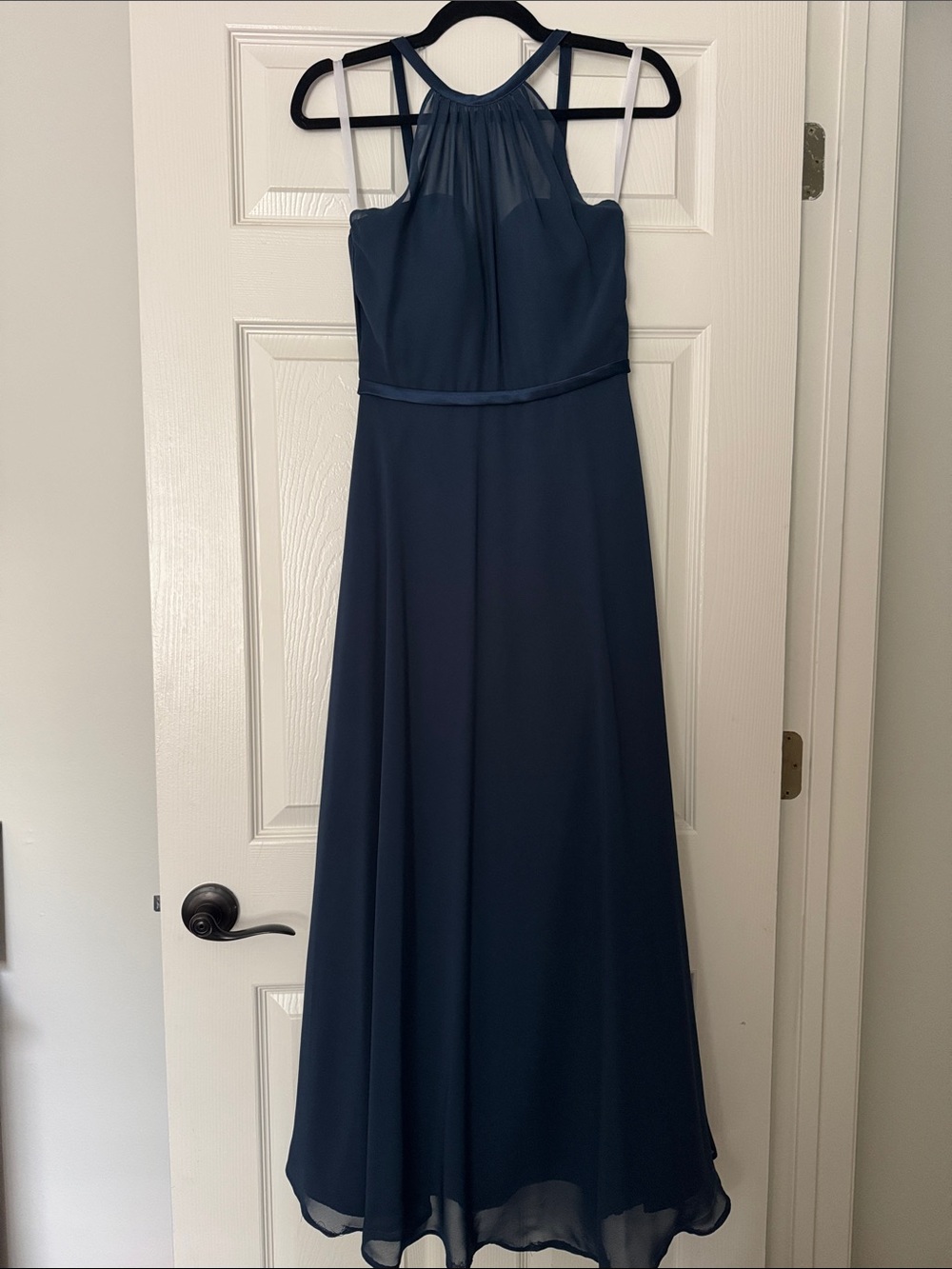 Christina Wu Navy Halter Neck Maxi Gown